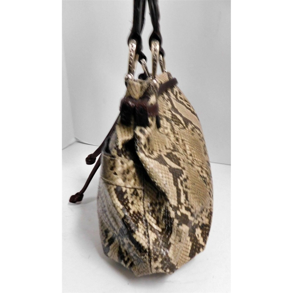 Brighton Python Snake‎ Embossed Brown Leather Sho… - image 3